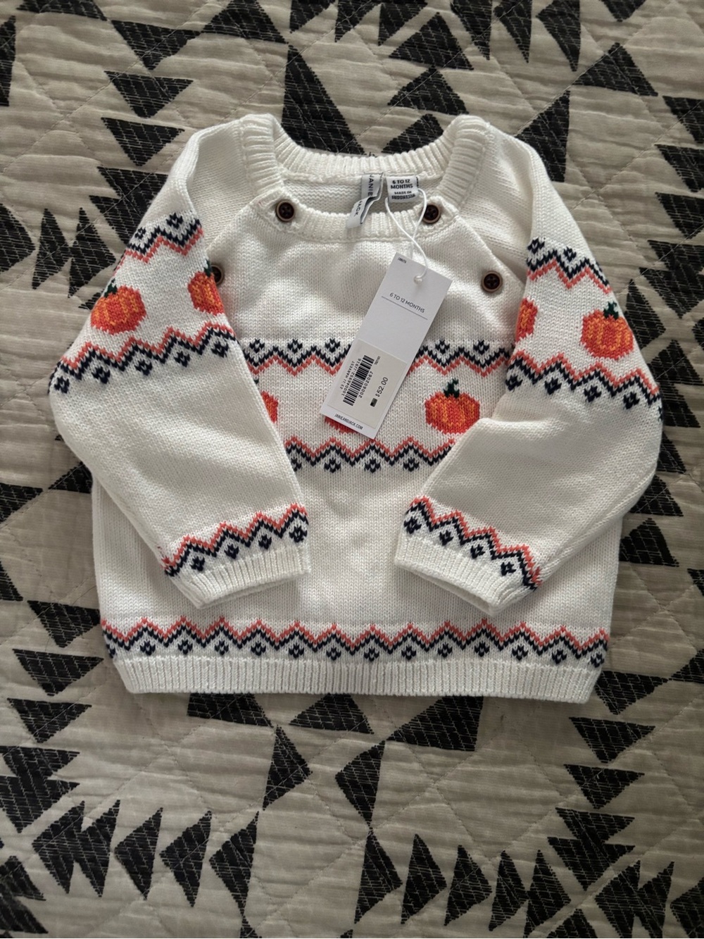 NWT Janie and Jack Pumpkin Sweater 6-12 months old